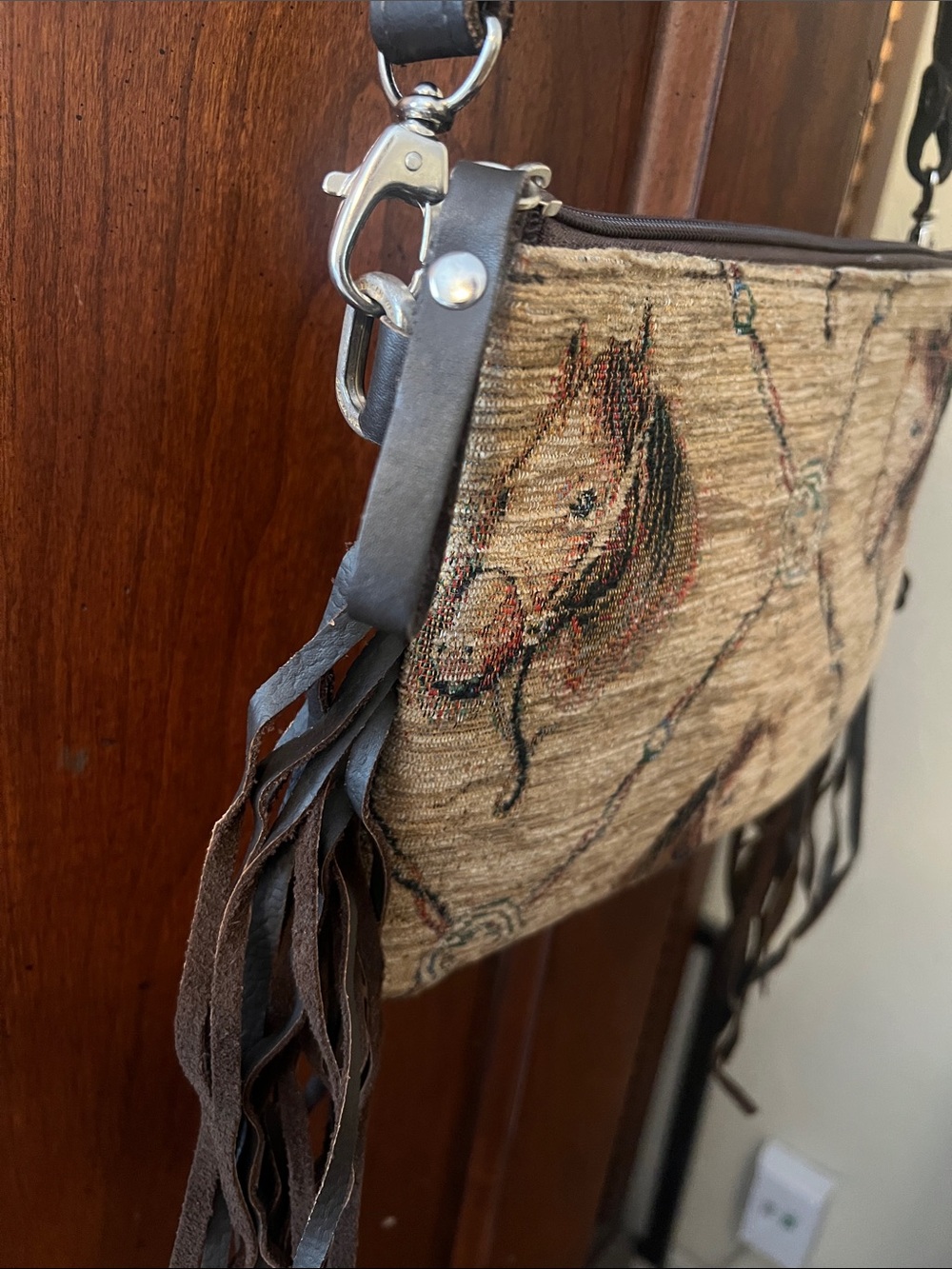 AMERICAN WEST Fringed Horses Handbag - Picture 2 of 8